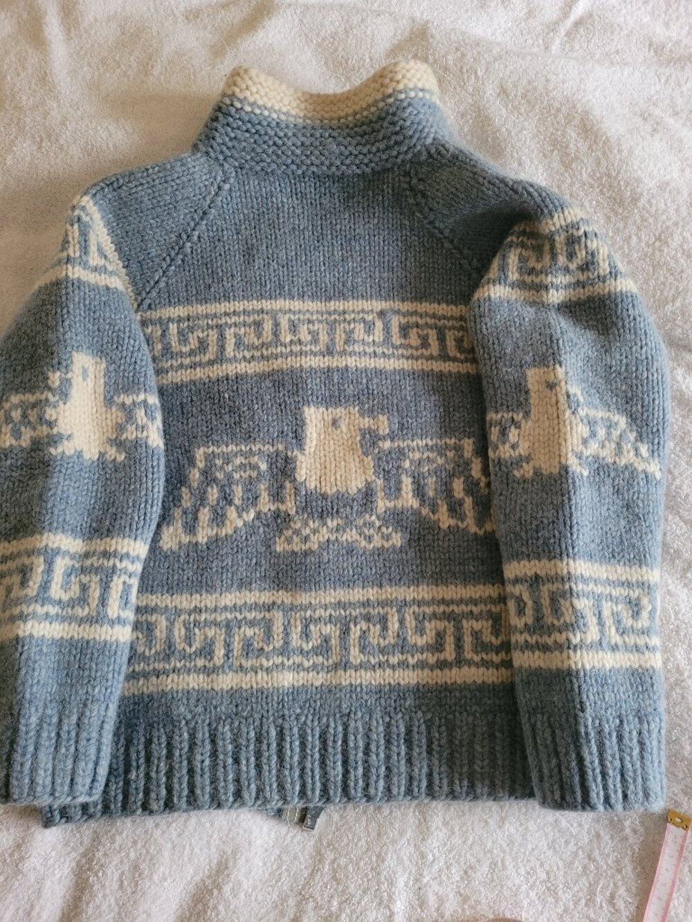 VTG  'Longhouse' Hand Knit 100% Wool Cowichan Sweater/Jacket Made in Canada